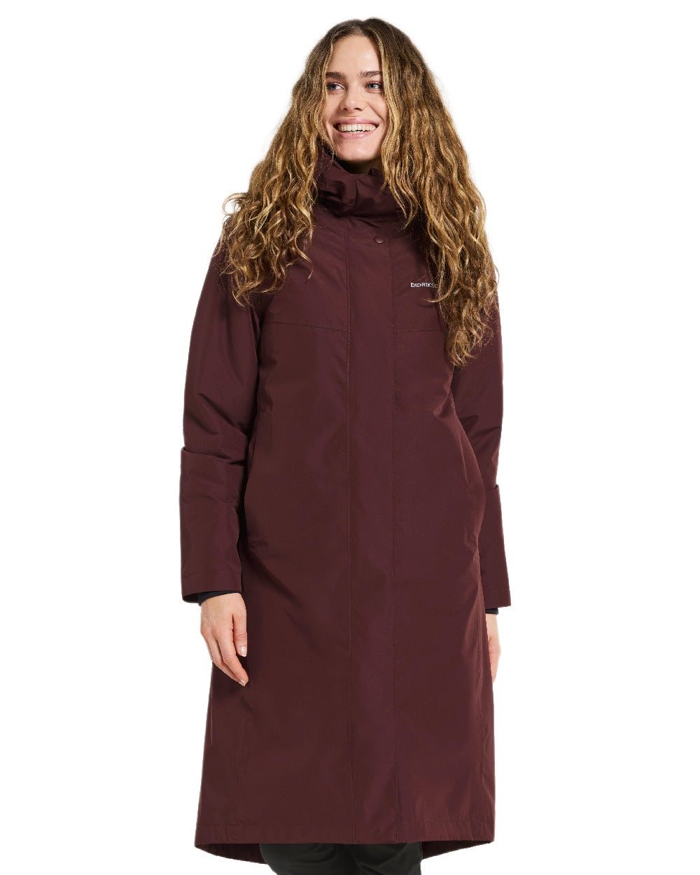 Old Rust Coloured Didriksons Womens Selina Parka on white background 