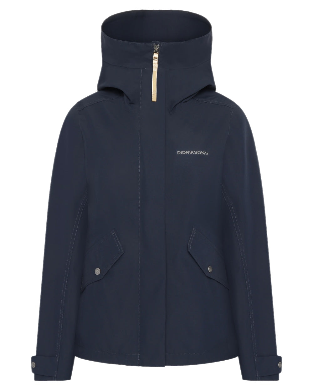 Dark Night Blue coloured Didriksons Womens Silja Jacket on white background 
