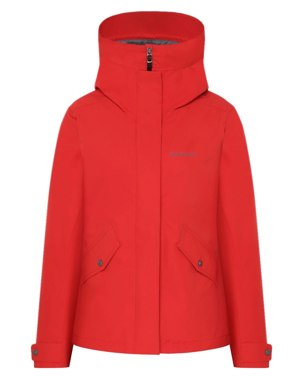 Pomme Red coloured Didriksons Womens Silja Jacket on white background 