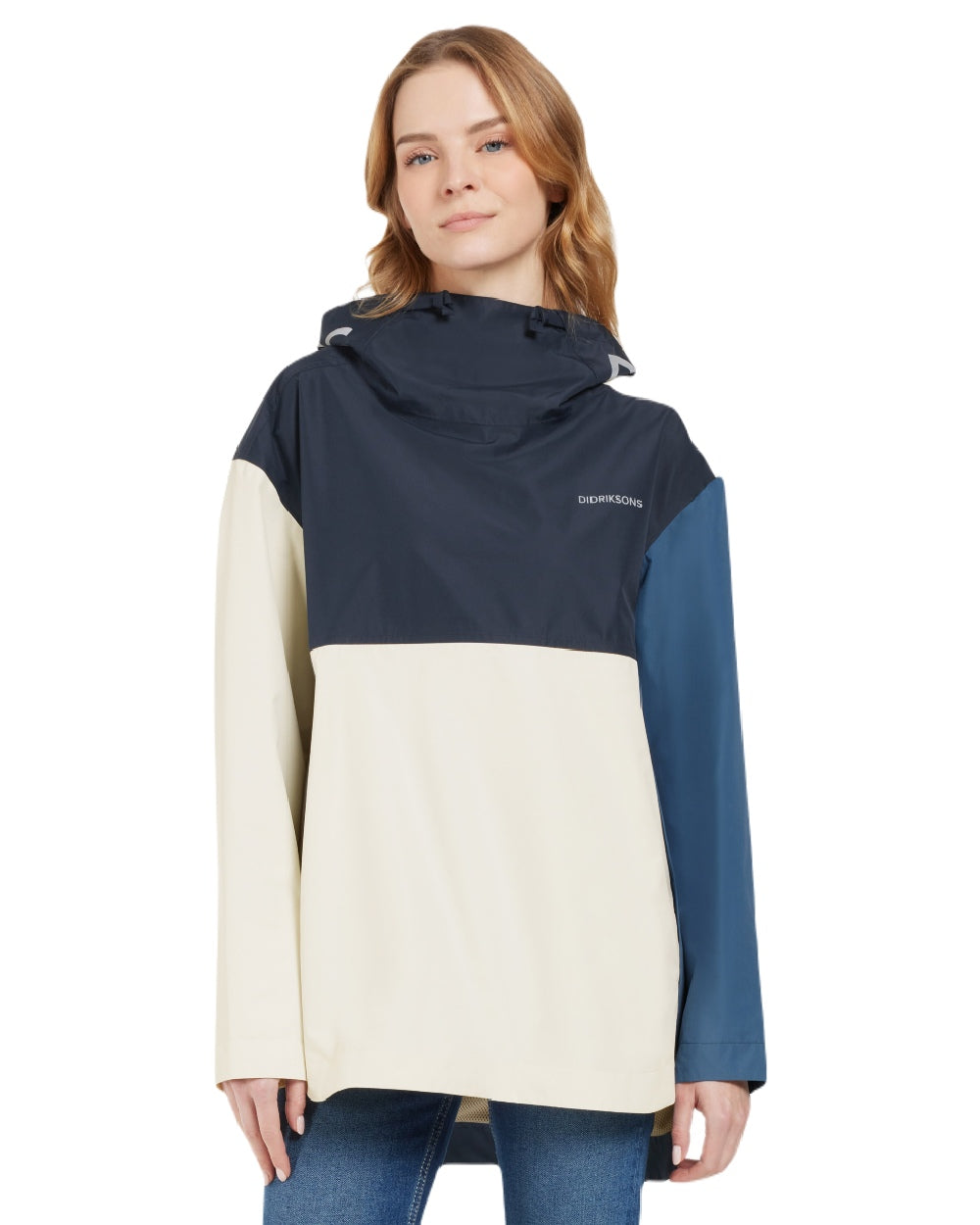 True Blue Dark Blue White coloured Didriksons Womens Thyra Jacket 3 on white background 