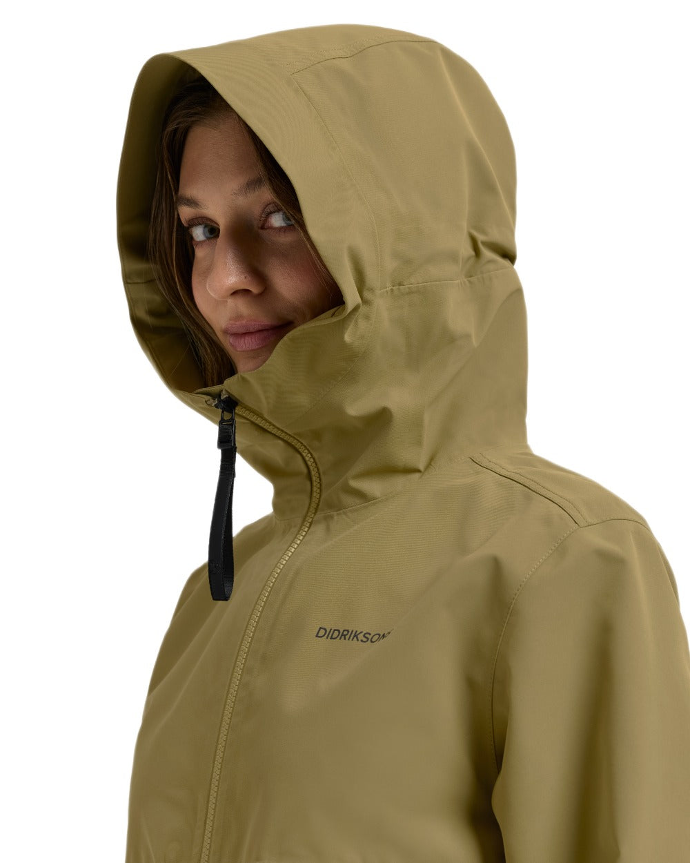Olive Green coloured Didriksons Womens Tove Jacket on white background 