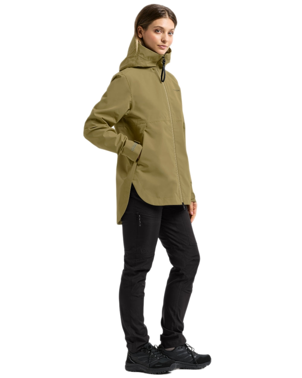Olive Green coloured Didriksons Womens Tove Jacket on white background 
