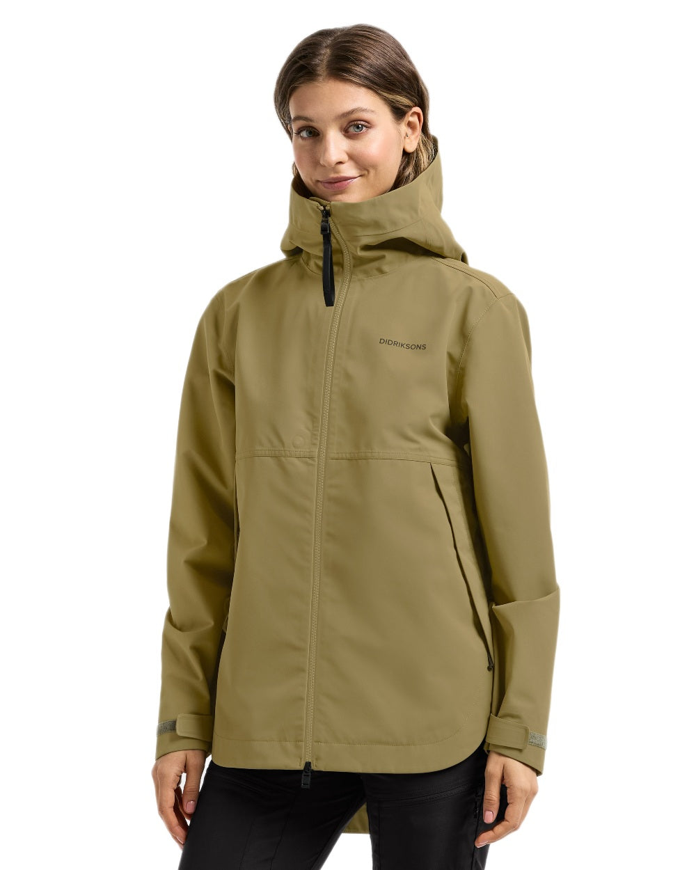 Olive Green coloured Didriksons Womens Tove Jacket on white background 