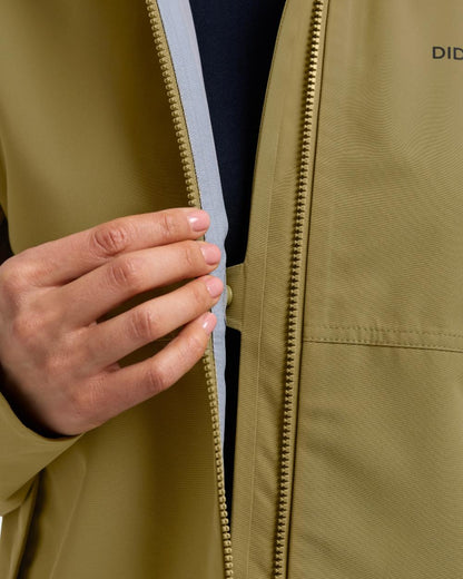 Olive Green coloured Didriksons Womens Tove Jacket on white background 