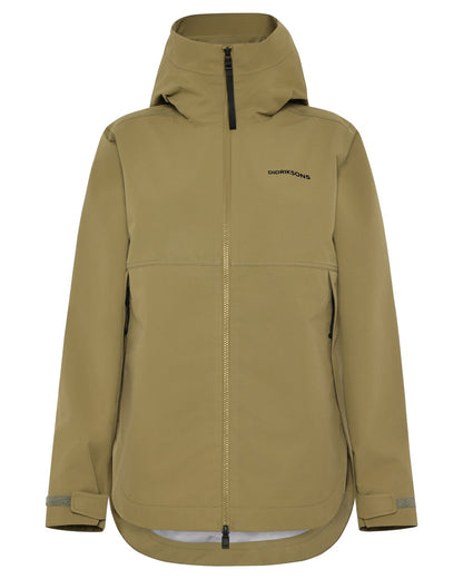Olive Green coloured Didriksons Womens Tove Jacket on white background 