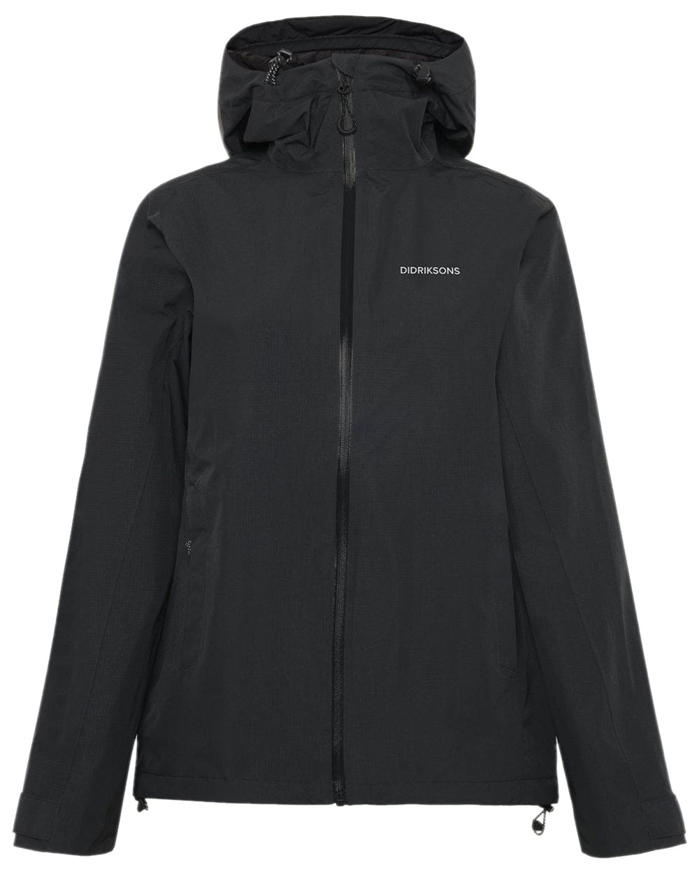Black Coloured Didriksons Womens Trinya Jacket on white background 