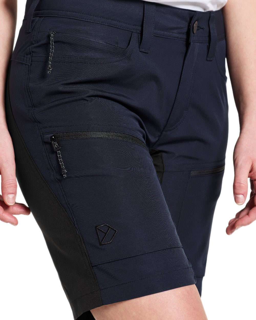 Dark Night Blue coloured Didriksons Womens Tucana Shorts on white background 