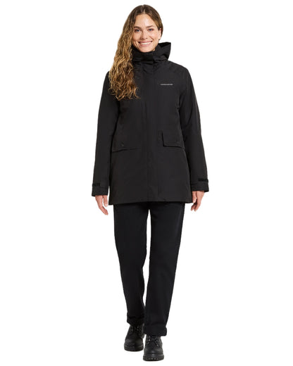 Black Coloured Didriksons Womens Tuva Parka on white background 
