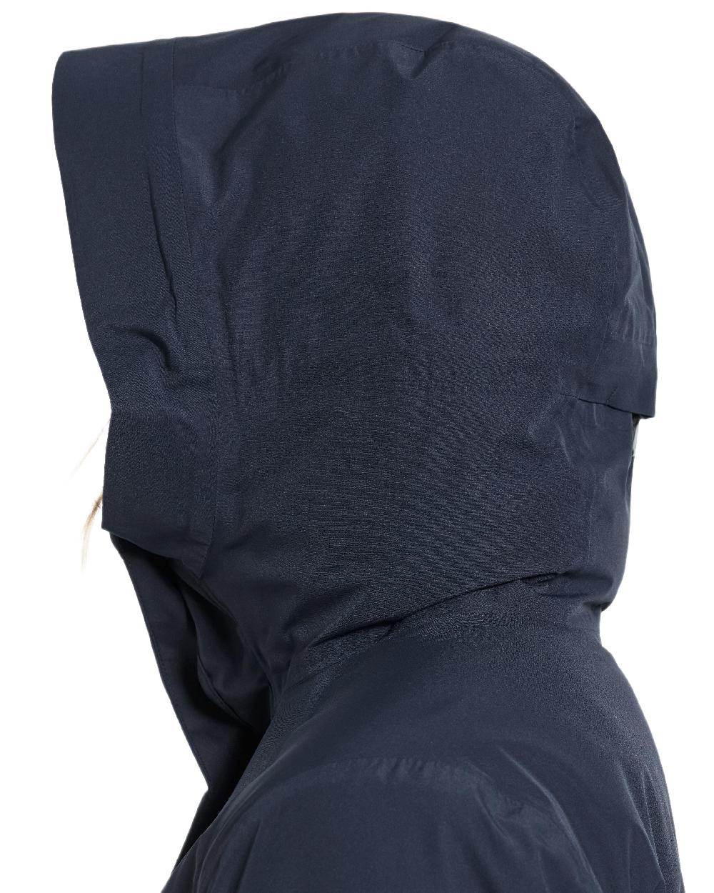 Dark Night Blue Coloured Didriksons Womens Tuva Parka on white background 