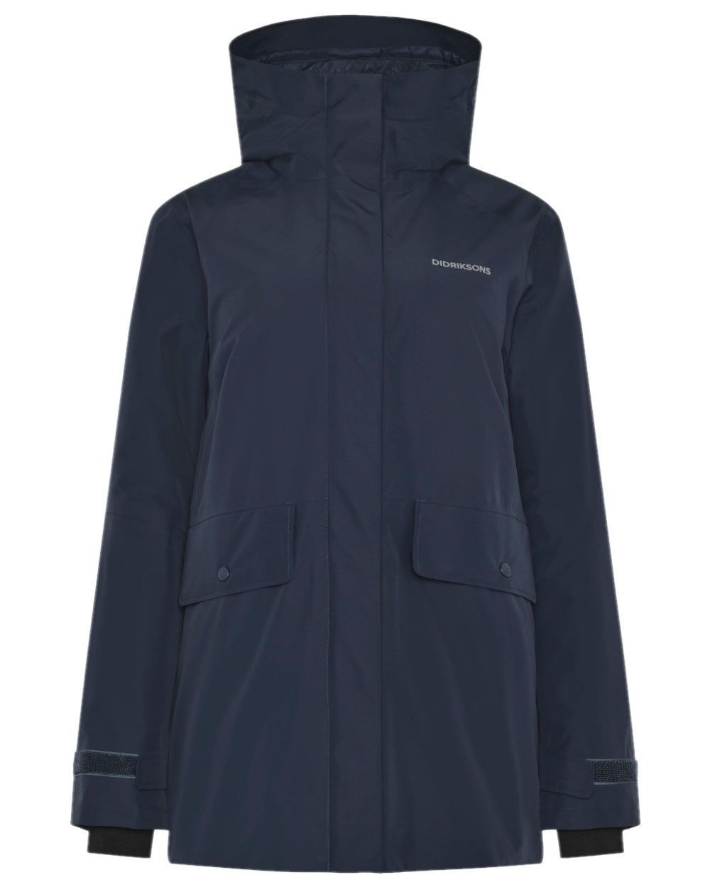 Dark Night Blue Coloured Didriksons Womens Tuva Parka on white background 