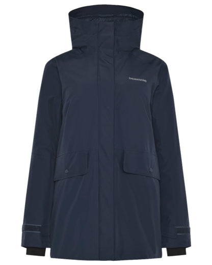 Dark Night Blue Coloured Didriksons Womens Tuva Parka on white background 