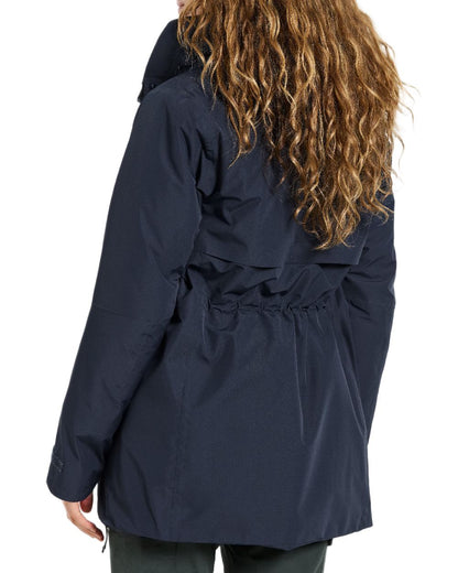 Dark Night Blue Coloured Didriksons Womens Tuva Parka on white background 