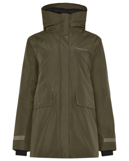 Deep Green Coloured Didriksons Womens Tuva Parka on white background 