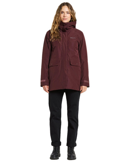 Old Rust Coloured Didriksons Womens Tuva Parka on white background 