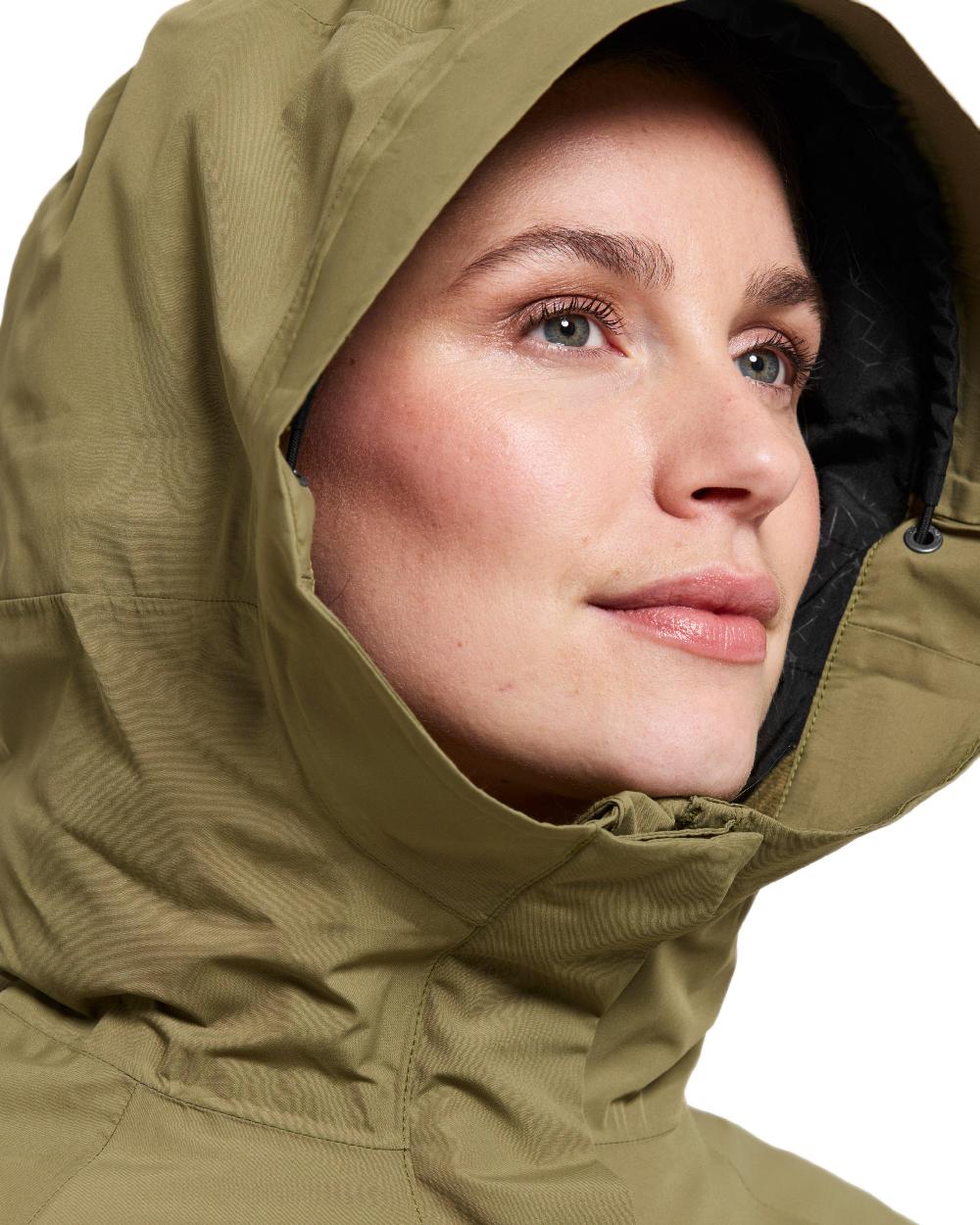 Olive Green Coloured Didriksons Womens Tuva Parka on white background 