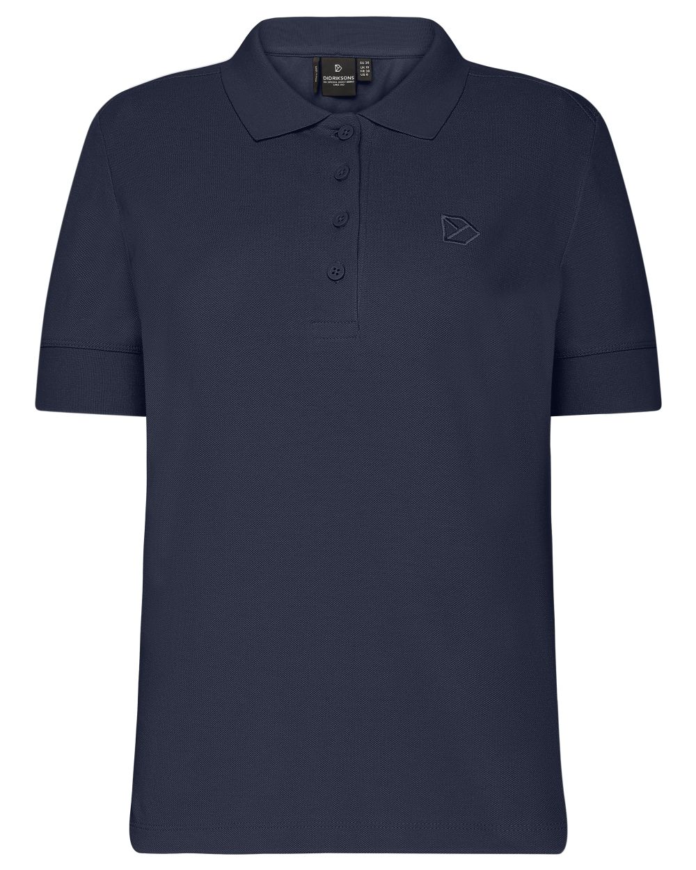Dark Night Blue coloured Didriksons Womens Wivi Polo T-Shirt on white background 