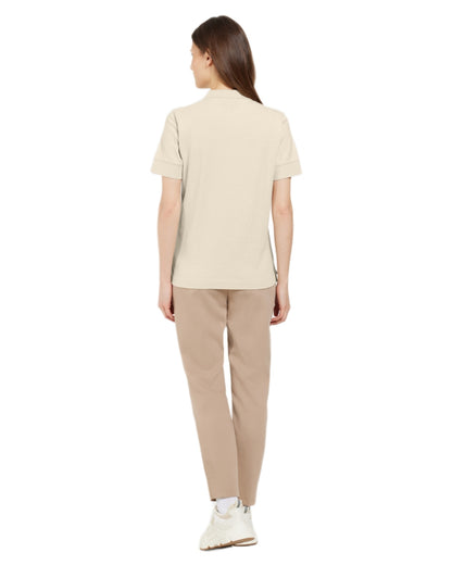 Light Beige coloured Didriksons Womens Wivi Polo T-Shirt on white background 