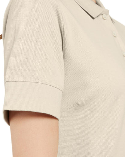 Light Beige coloured Didriksons Womens Wivi Polo T-Shirt on white background 