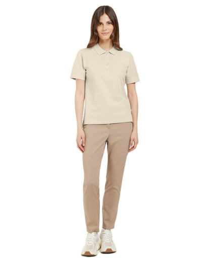 Light Beige coloured Didriksons Womens Wivi Polo T-Shirt on white background 