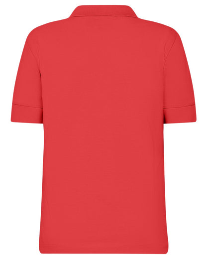 Pomme Red coloured Didriksons Womens Wivi Polo T-Shirt on white background 