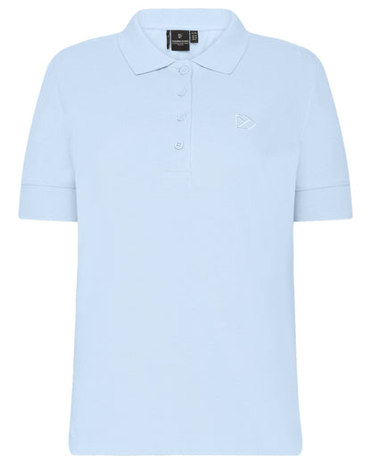 Sea Blue coloured Didriksons Womens Wivi Polo T-Shirt on white background 