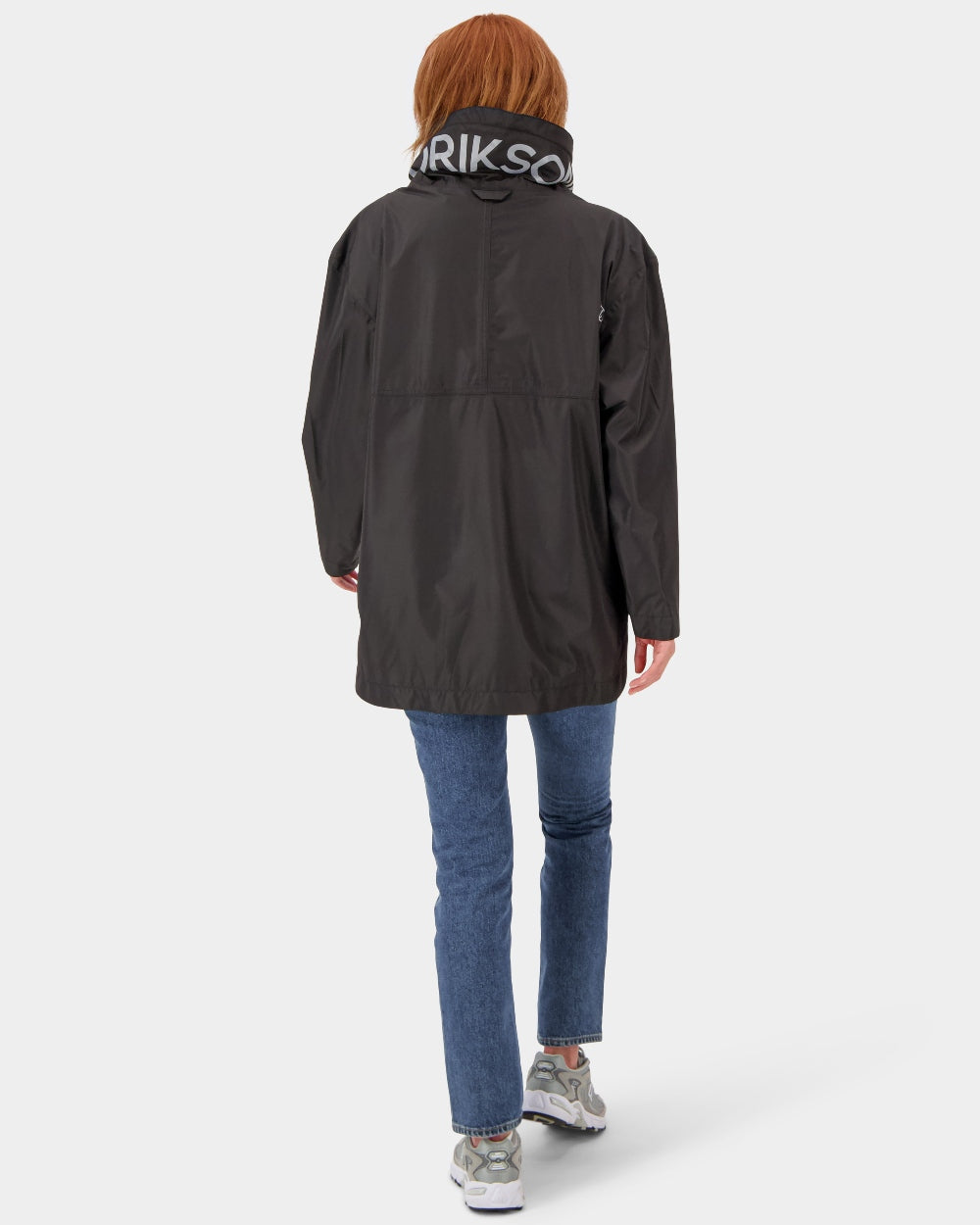 Black coloured Didriksons Thyra Womens Jacket 2 on grey background 