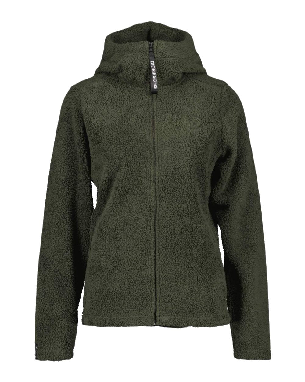 Deep Green coloured Didriksons Anniken Womens Full Zip Fleece on White background 