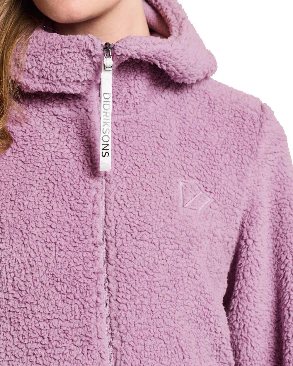 Purple Rain coloured Didriksons Anniken Womens Full Zip Fleece on White background 