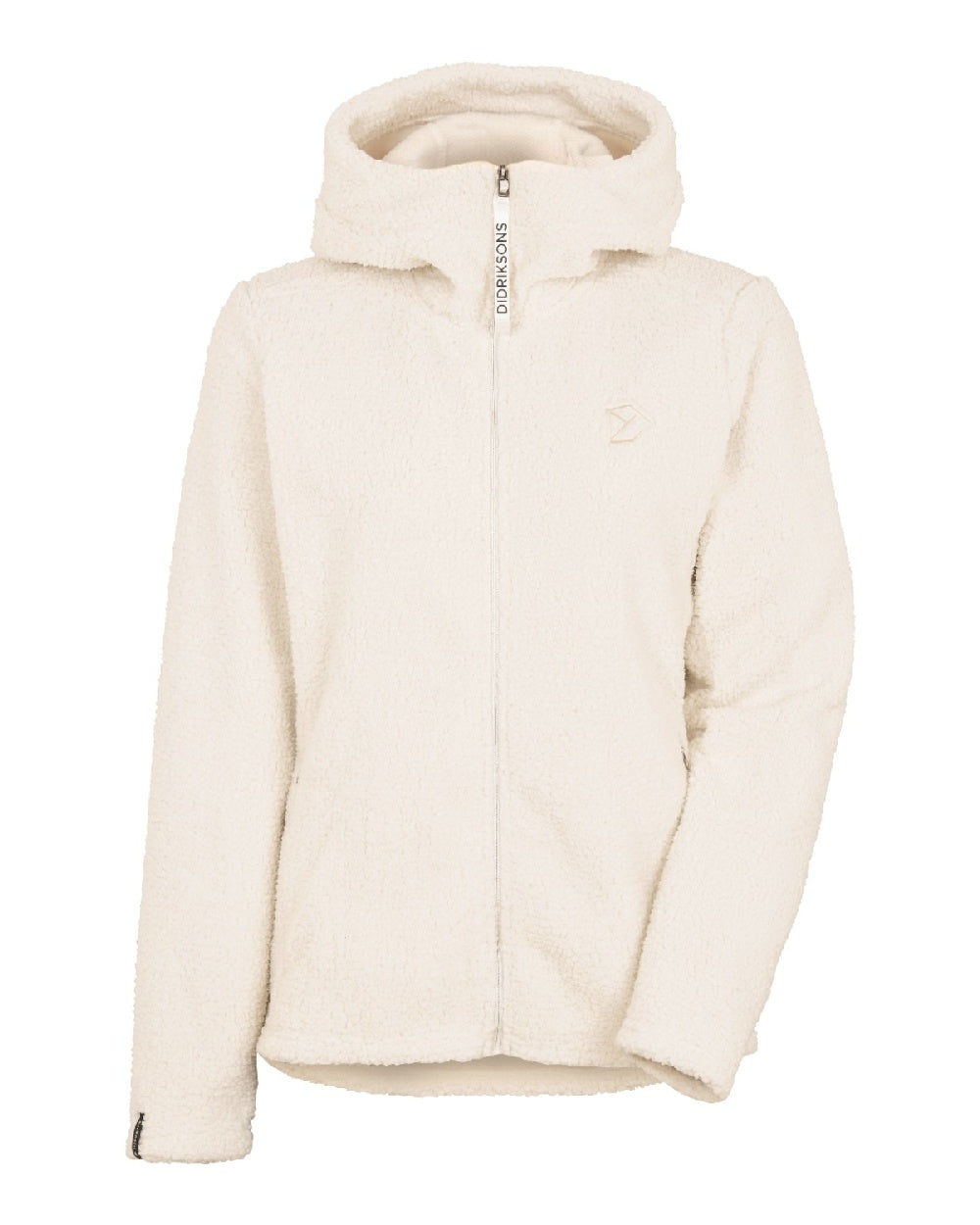 Shell White coloured Didriksons Anniken Womens Full Zip Fleece on White background 