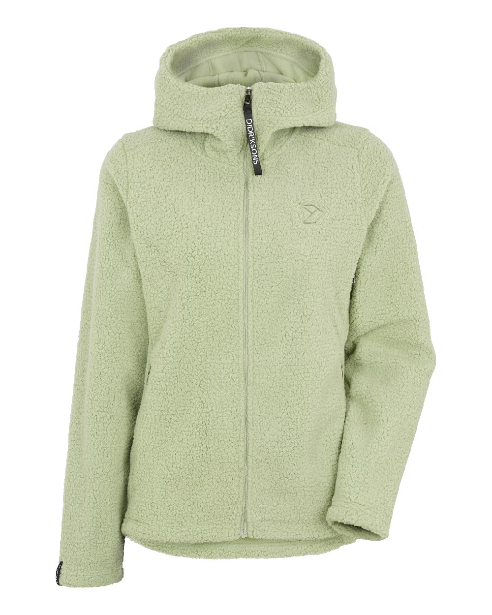 Soft Green coloured Didriksons Anniken Womens Full Zip Fleece on White background 