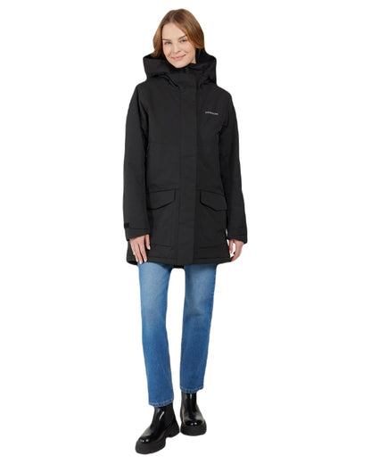 Black coloured Didriksons Frida Womens Parka 7 on white background 