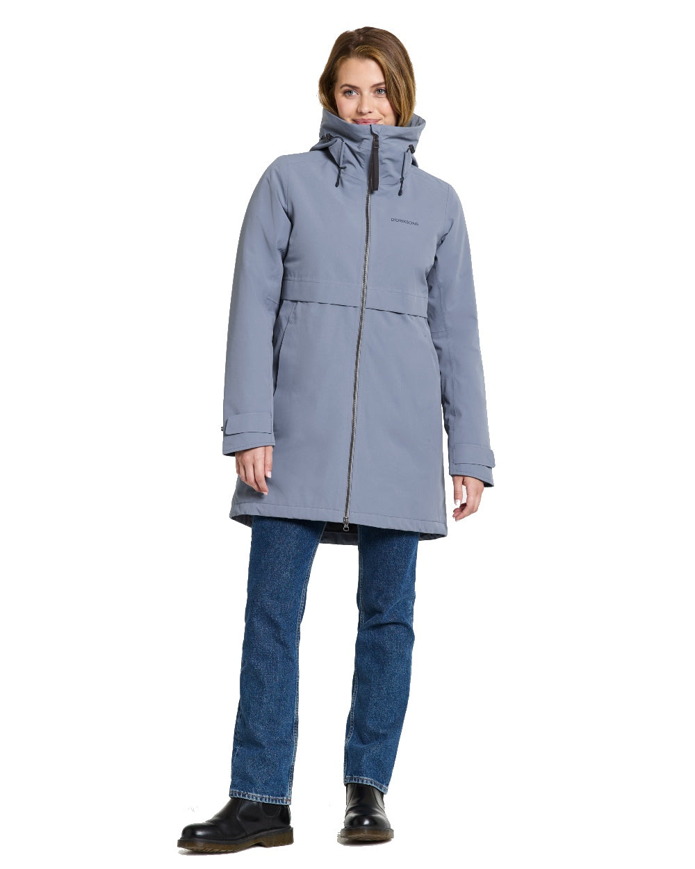 Glacial Blue Coloured Didriksons Helle Ladies Parka 5 On A White Background  