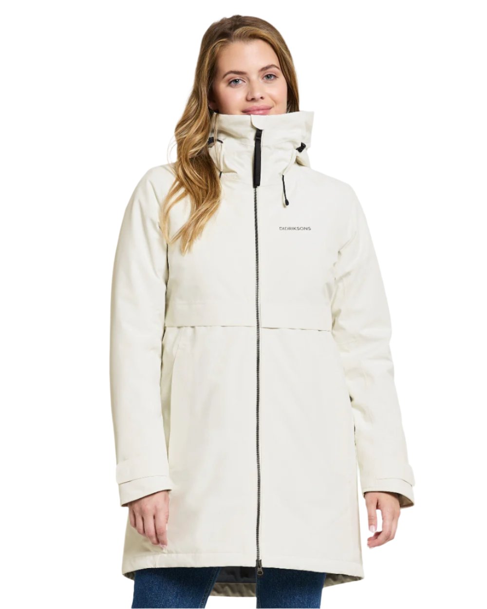 White Foam Coloured Didriksons Helle Ladies Parka 5 On A White Background  