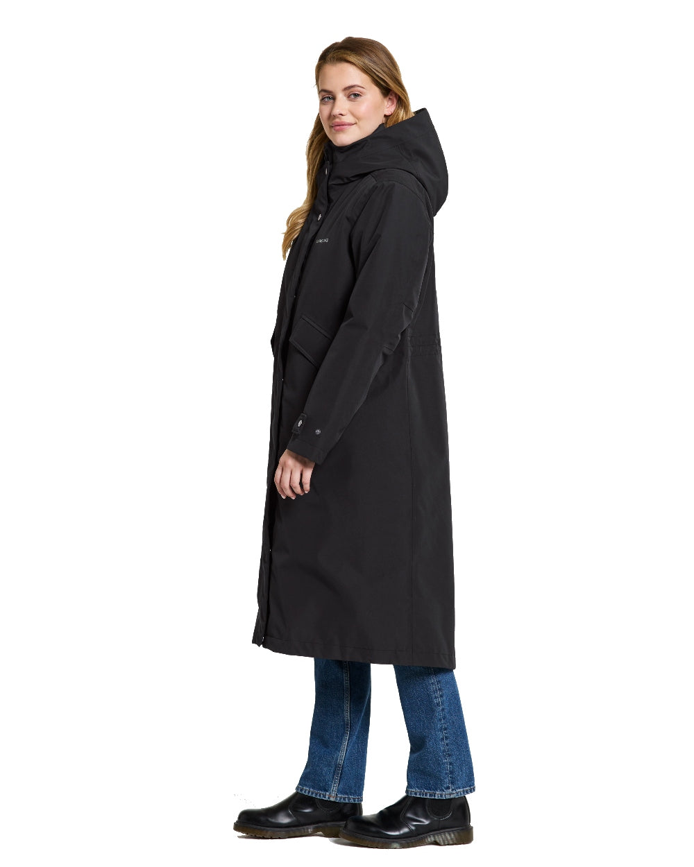 Didriksons Mia Womens Parka Long in Black 