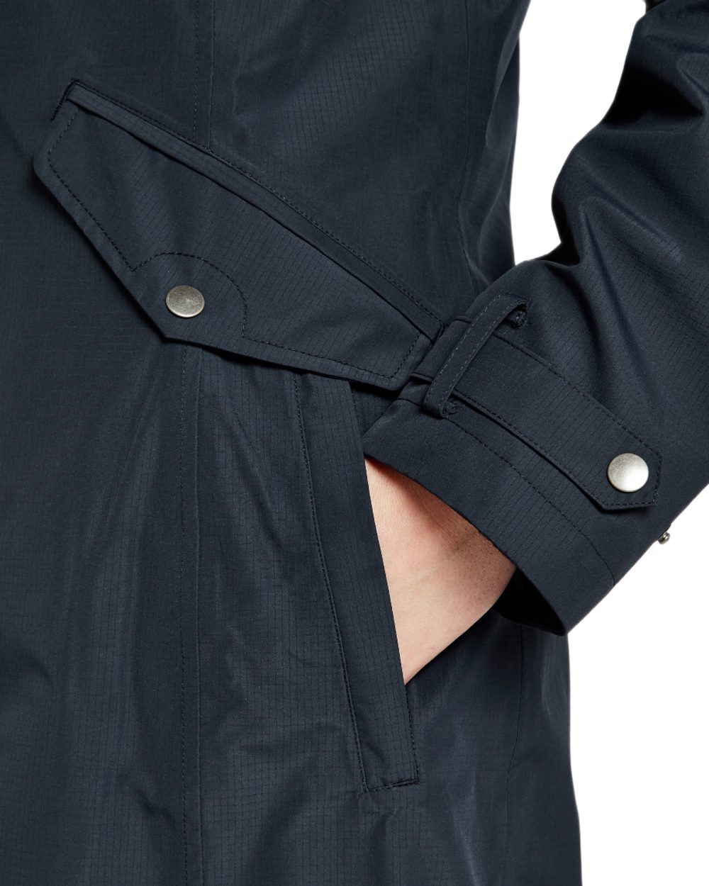 Navy Coloured Dubarry Alderford Waterproof Coat on white background 