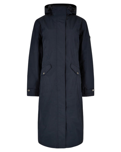 Navy Coloured Dubarry Alderford Waterproof Coat on white background 