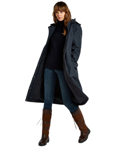 Navy Coloured Dubarry Alderford Waterproof Coat on white background 