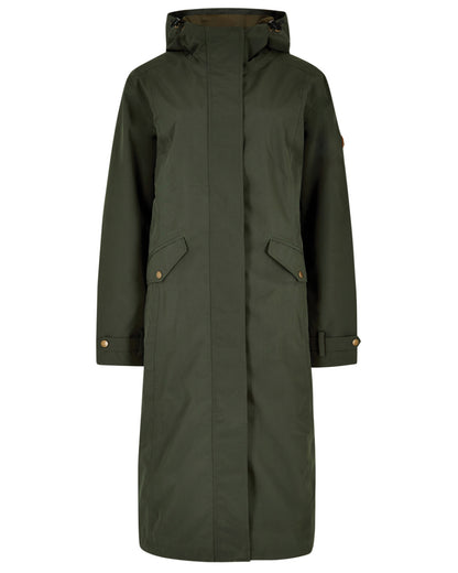 Pesto Coloured Dubarry Alderford Waterproof Coat on white background 