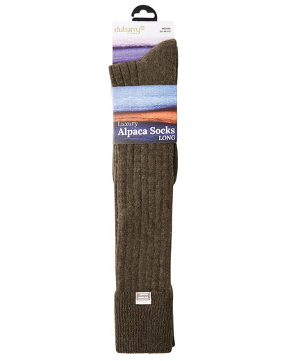 Olive Coloured Dubarry Alpaca Socks on white background 