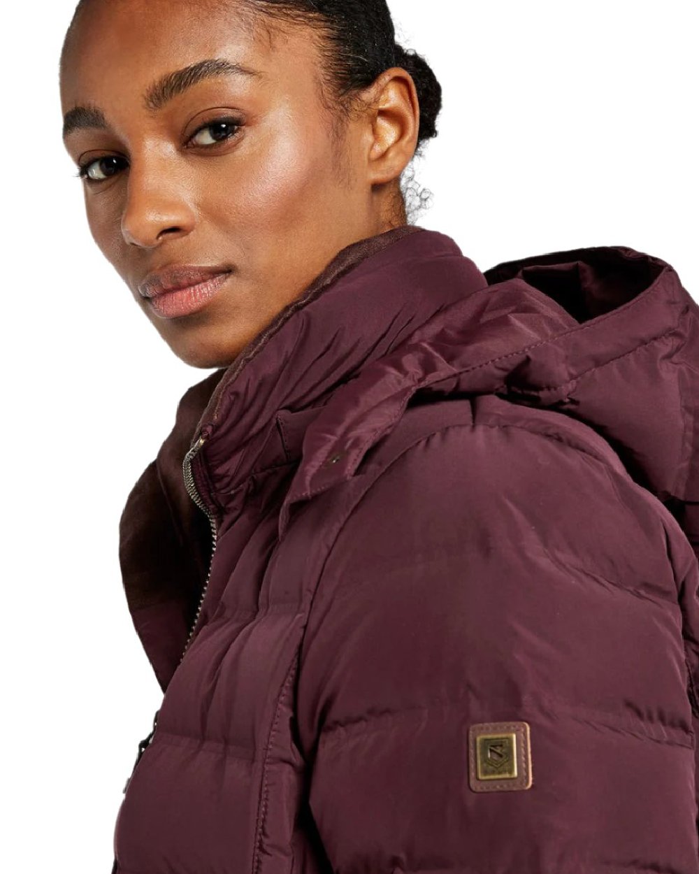 Currant coloured Dubarry Ballybrophy Quilted Jacket on white background 