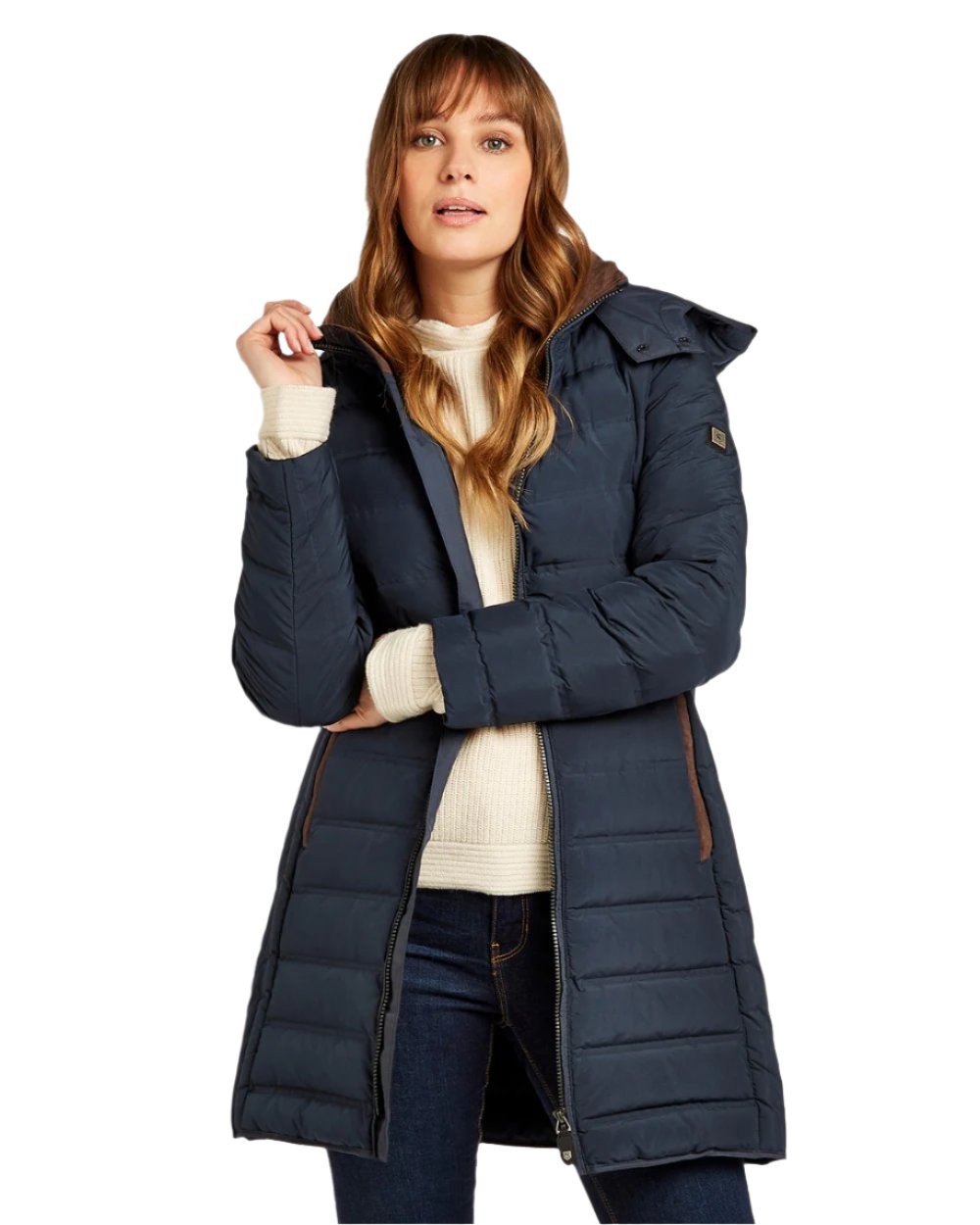 Navy coloured Dubarry Ballybrophy Quilted Jacket on white background 