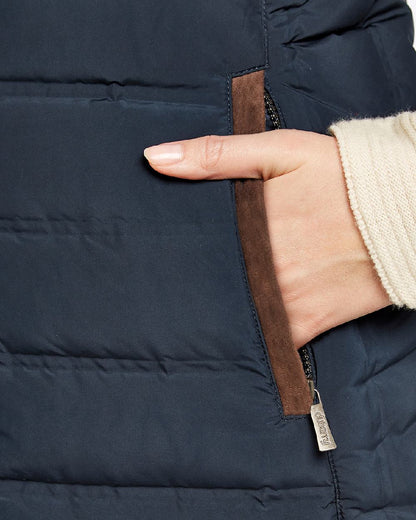 Navy coloured Dubarry Ballybrophy Quilted Jacket on white background 