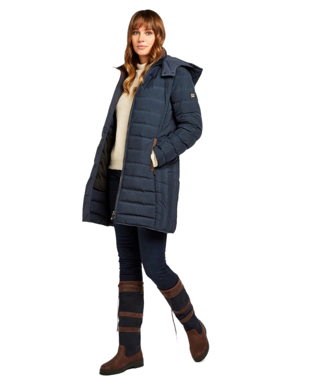 Navy coloured Dubarry Ballybrophy Quilted Jacket on white background 