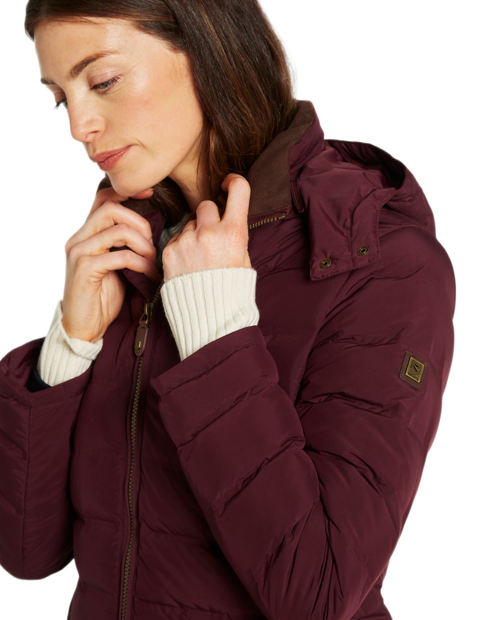 Ox Blood Coloured Dubarry Ballybrophy Quilted Jacket on white background 