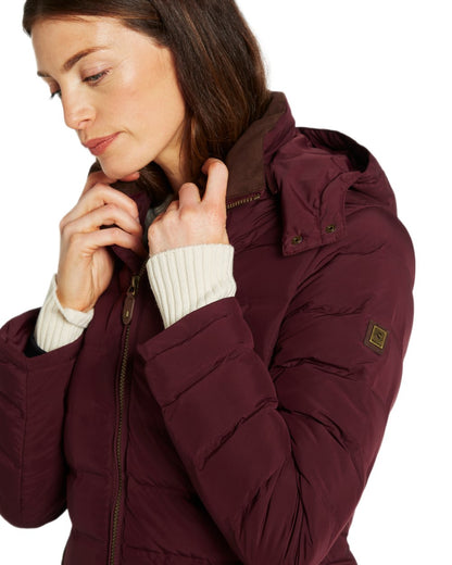 Ox Blood Coloured Dubarry Ballybrophy Quilted Jacket on white background 