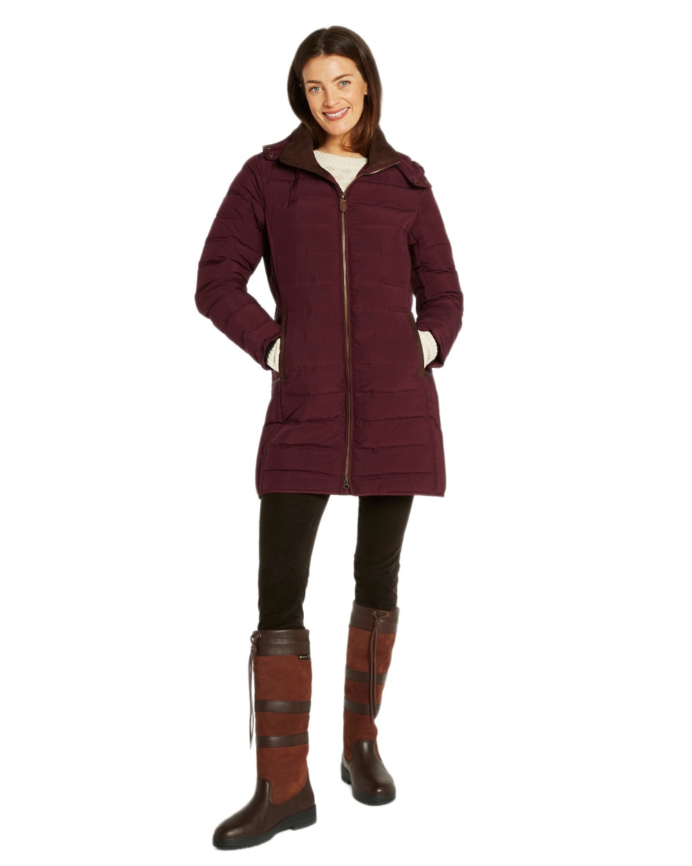 Ox Blood Coloured Dubarry Ballybrophy Quilted Jacket on white background 