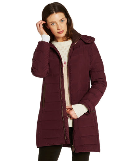 Ox Blood Coloured Dubarry Ballybrophy Quilted Jacket on white background 
