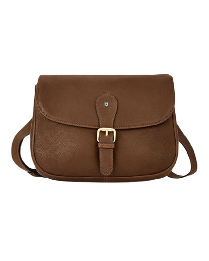 Walnut coloured Dubarry Balrickard Saddle Bag on white background 