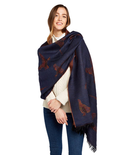 Midnight Coloured Dubarry Birchdale Wool Stole on white background 