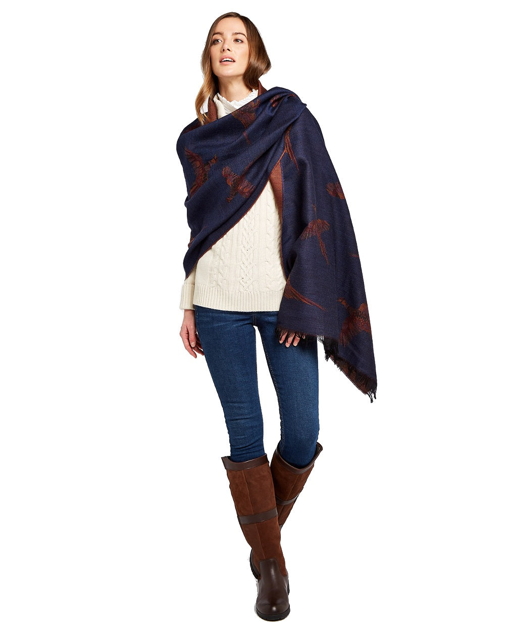 Midnight Coloured Dubarry Birchdale Wool Stole on white background 